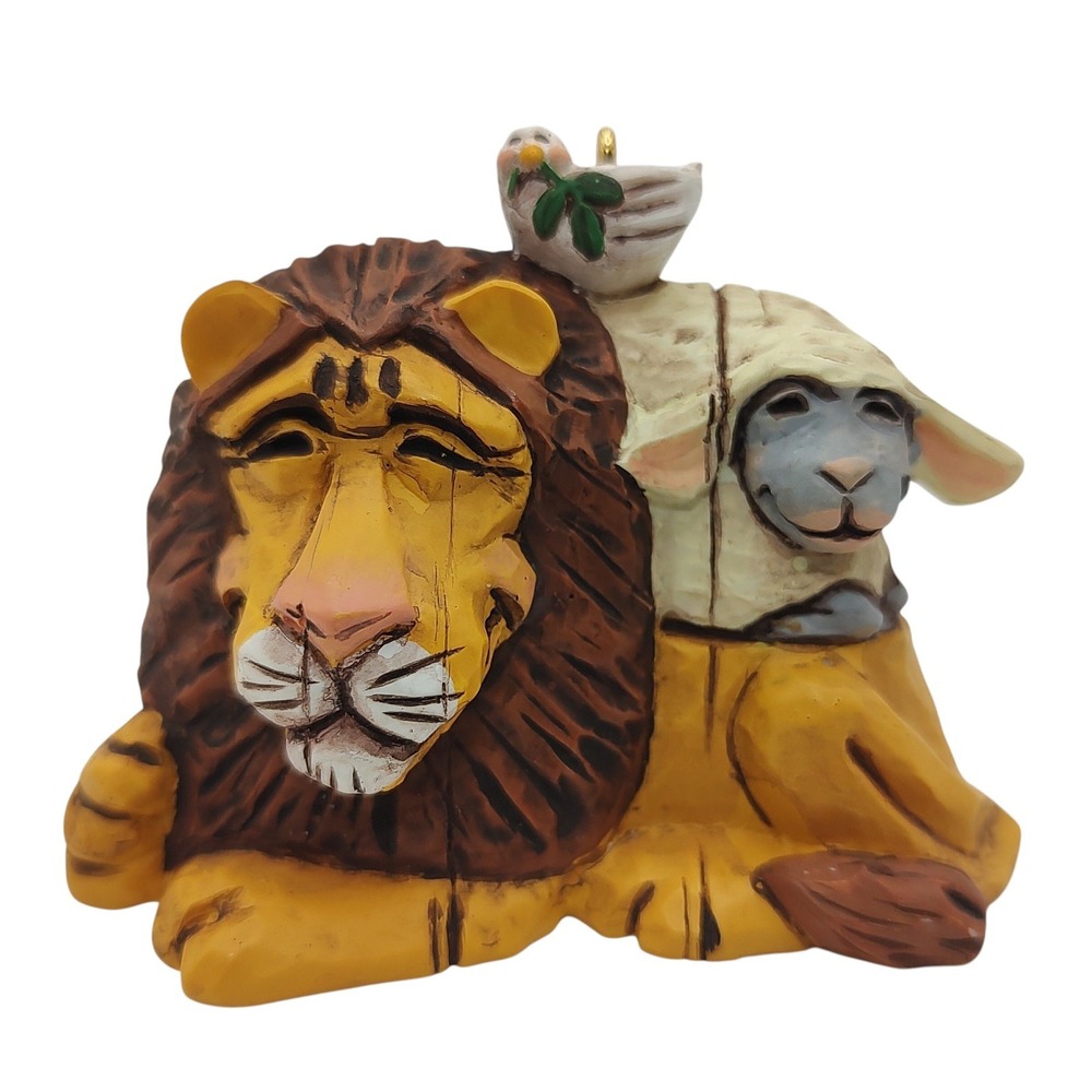 Vintage Hallmark Keepsake Ornament A Time of Peace Lamb Lion Dove Artist Signed